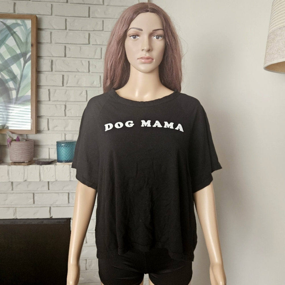 Good Hyouman Black 'Dog Mama' T-Shirt Oversized Crop Soft Modal Short Sleeves